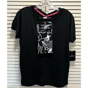 Cuddl Duds 2-Peice PJ Set Black Short Sleeve Top Floral Headband Size XS‎